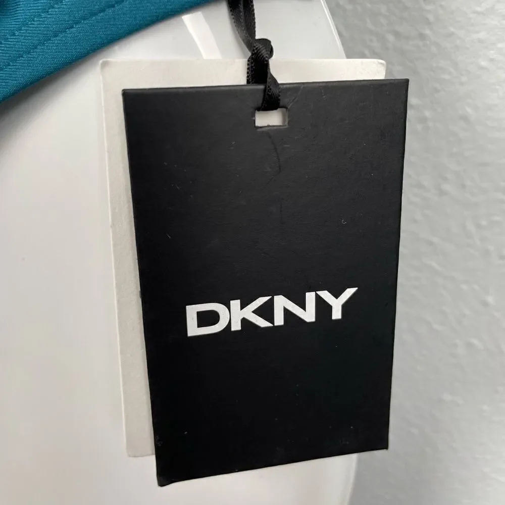 NWT DKNY High Waisted Teal Blue Bikini Bottoms Size M